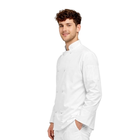 Bluza kucharska biała długi rękaw napy roz.XXL – bluza kucharska – odzież gastronomiczna dla kucharzy - inne ujęcie